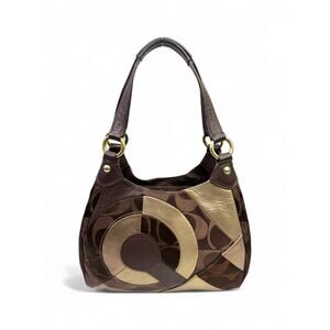 Coach Signature Optic Patchwork Hobo Bag
